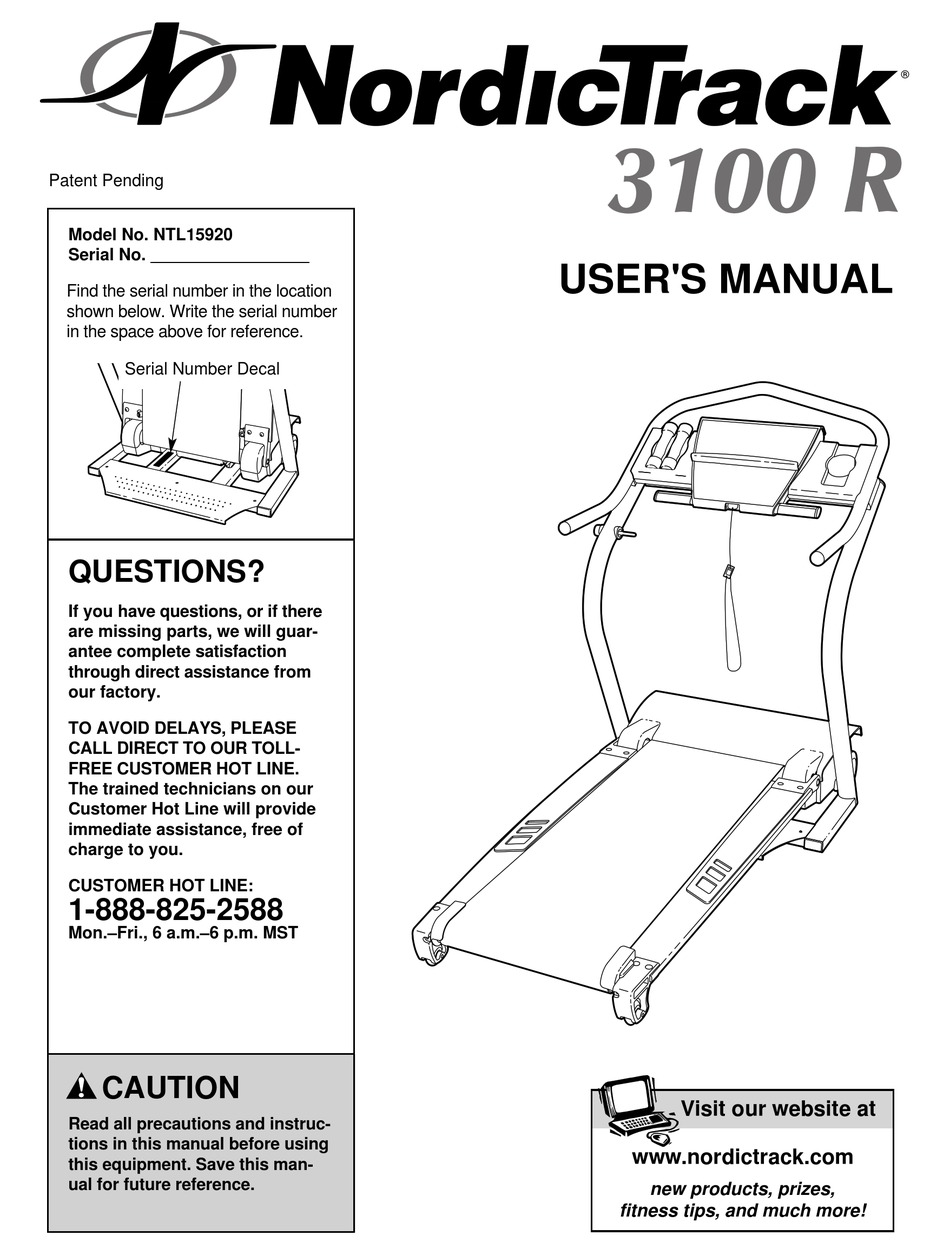 NORDICTRACK 3100 R NTL15920 USER MANUAL Pdf Download | ManualsLib