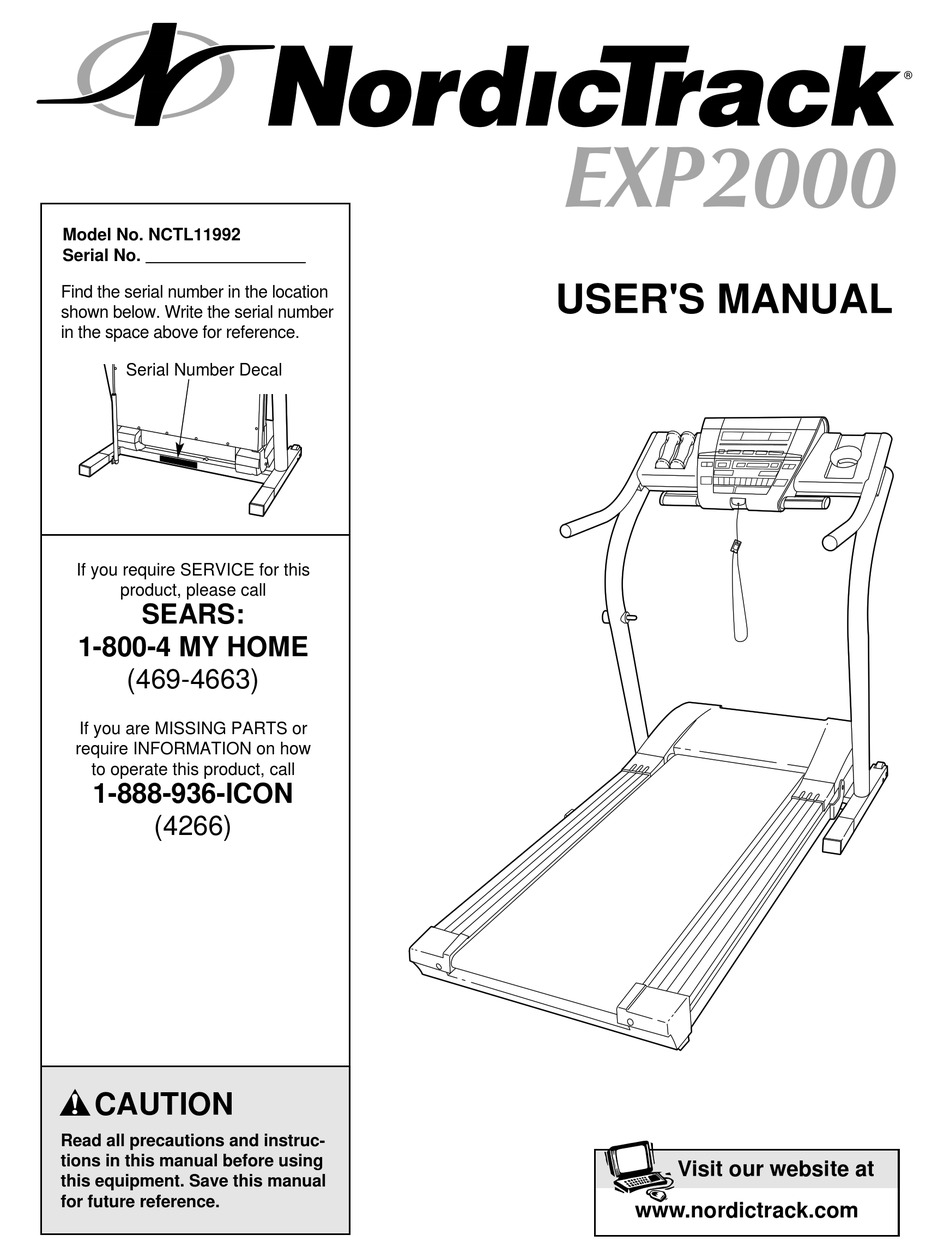 NORDICTRACK EXP2000 NCTL11992 USER MANUAL Pdf Download ManualsLib