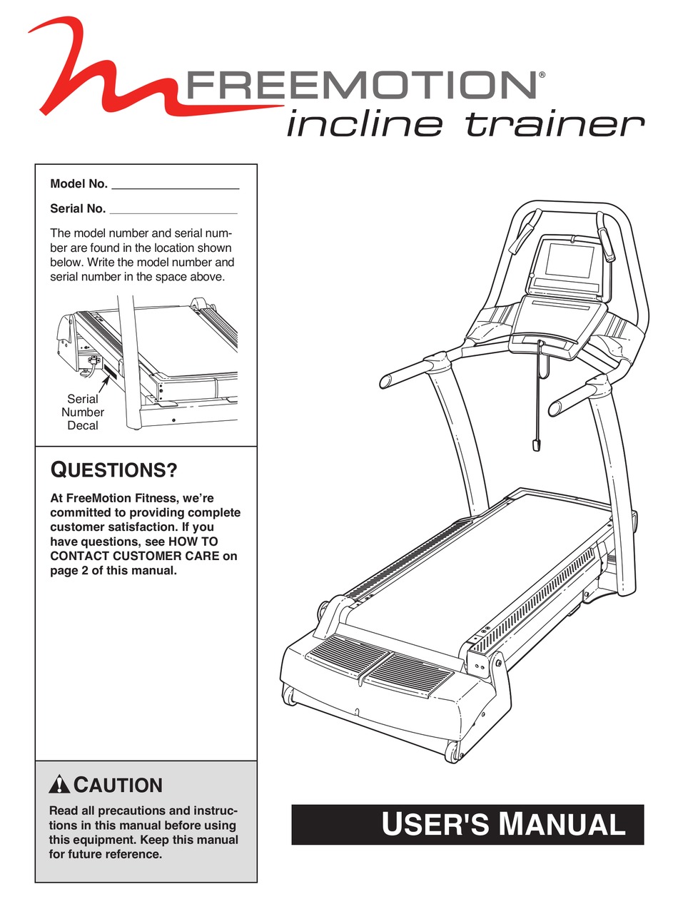 FREEMOTION TREADMILL NONE USER MANUAL Pdf Download | ManualsLib