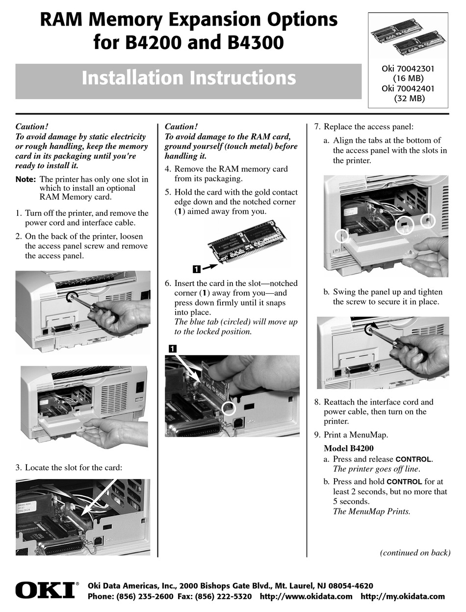 Oki B Installation Instructions Pdf Download Manualslib