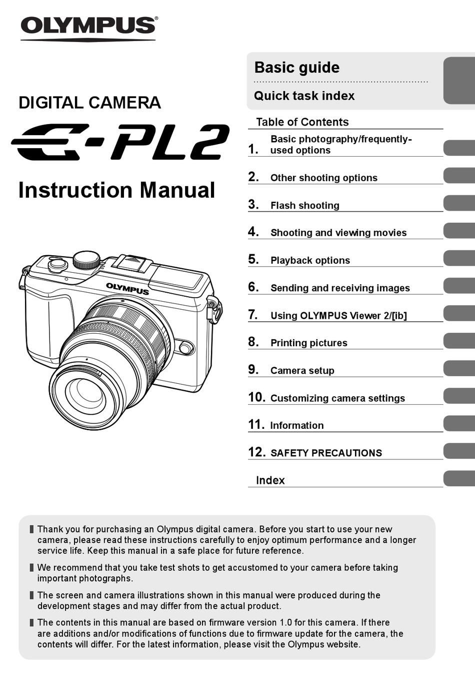 OLYMPUS E-PL5 DIGITAL CAMERA PRINTED INSTRUCTION MANUAL USER GUIDE 133 PAGES 