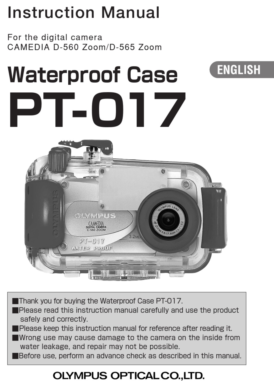 Olympus Waterproof Case Pt-17 Instruction Manual Pdf Download 