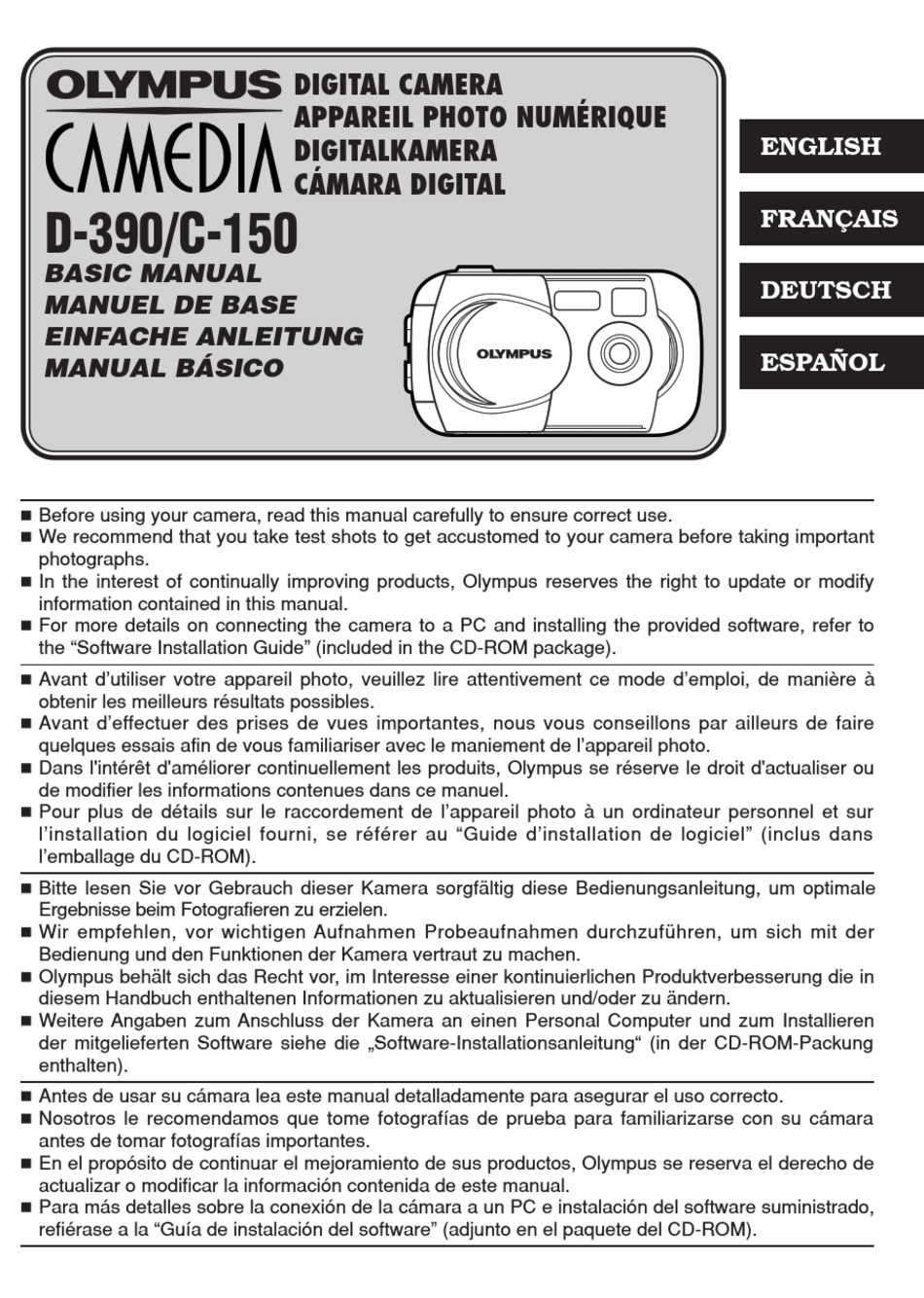 OLYMPUS CAMEDIA C150 BASIC MANUAL Pdf Download ManualsLib