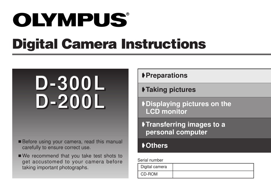 OLYMPUS CAMEDIA D-200L INSTRUCTIONS MANUAL Pdf Download | ManualsLib