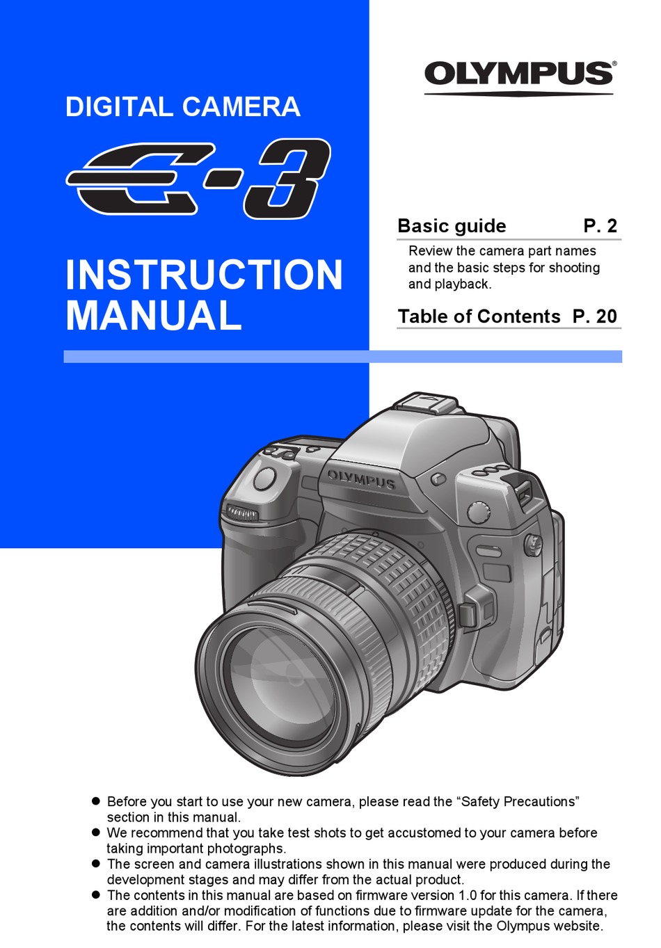 Olympus E 3 Instruction Manual Pdf Download Manualslib