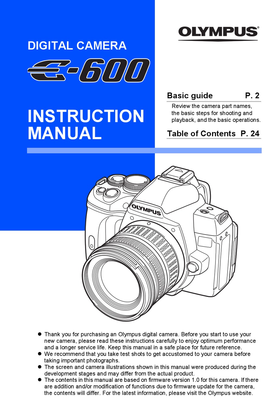 Olympus E 600 Instruction Manual Pdf Download Manualslib