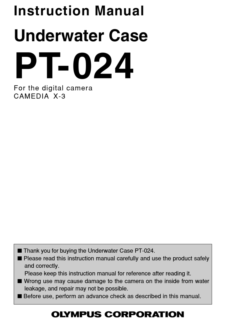 OLYMPUS PT024 INSTRUCTION MANUAL Pdf Download ManualsLib