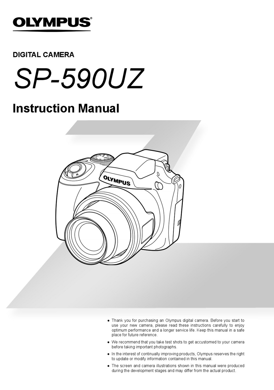 Olympus SP-590 uz. Фотоаппарат Olympus SP-590 uz. Olympus service manual. Digital Camera instruction manual. Page uz