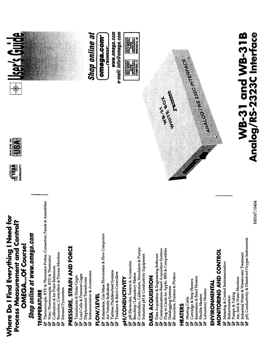 OMEGA ENGINEERING WB31 USER MANUAL Pdf Download ManualsLib