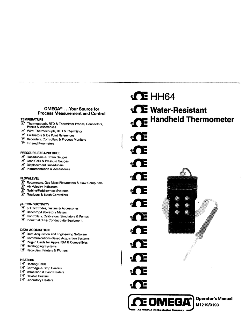 OMEGA HH64 OPERATOR'S MANUAL Pdf Download ManualsLib