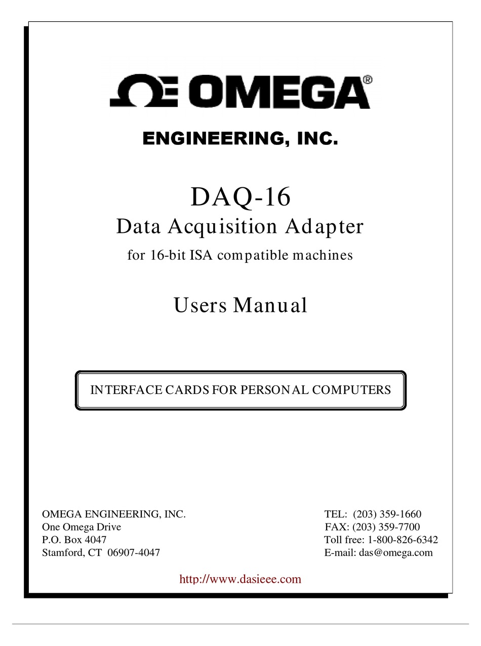 OMEGA ENGINEERING DAQ16 USER MANUAL Pdf Download ManualsLib