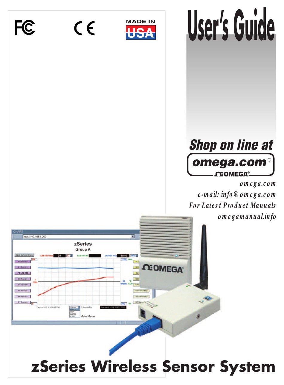 OMEGA ENGINEERING WIRELESS SENSOR SYSTEM ZSERIES USER MANUAL Pdf