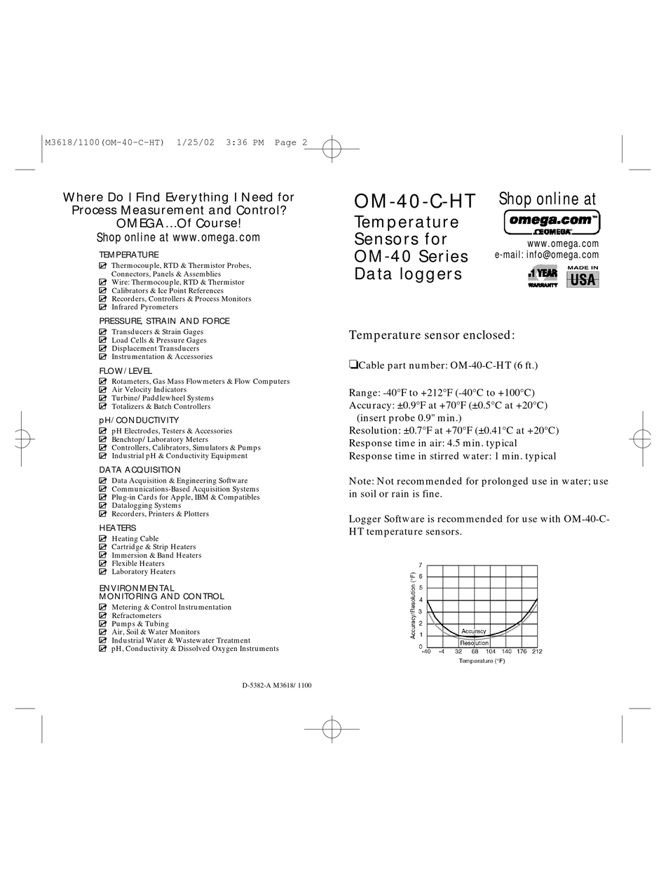 OMEGA ENGINEERING OM40CHT SPECIFICATION MANUAL Pdf Download ManualsLib