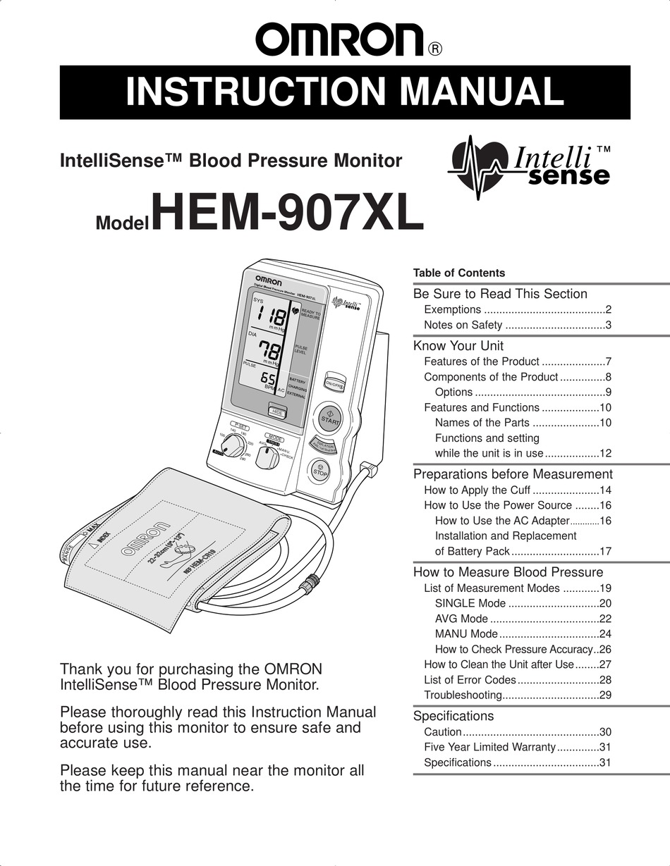 Omron Digital Blood Pressure Monitor Hem 712c Error Codes - Digital