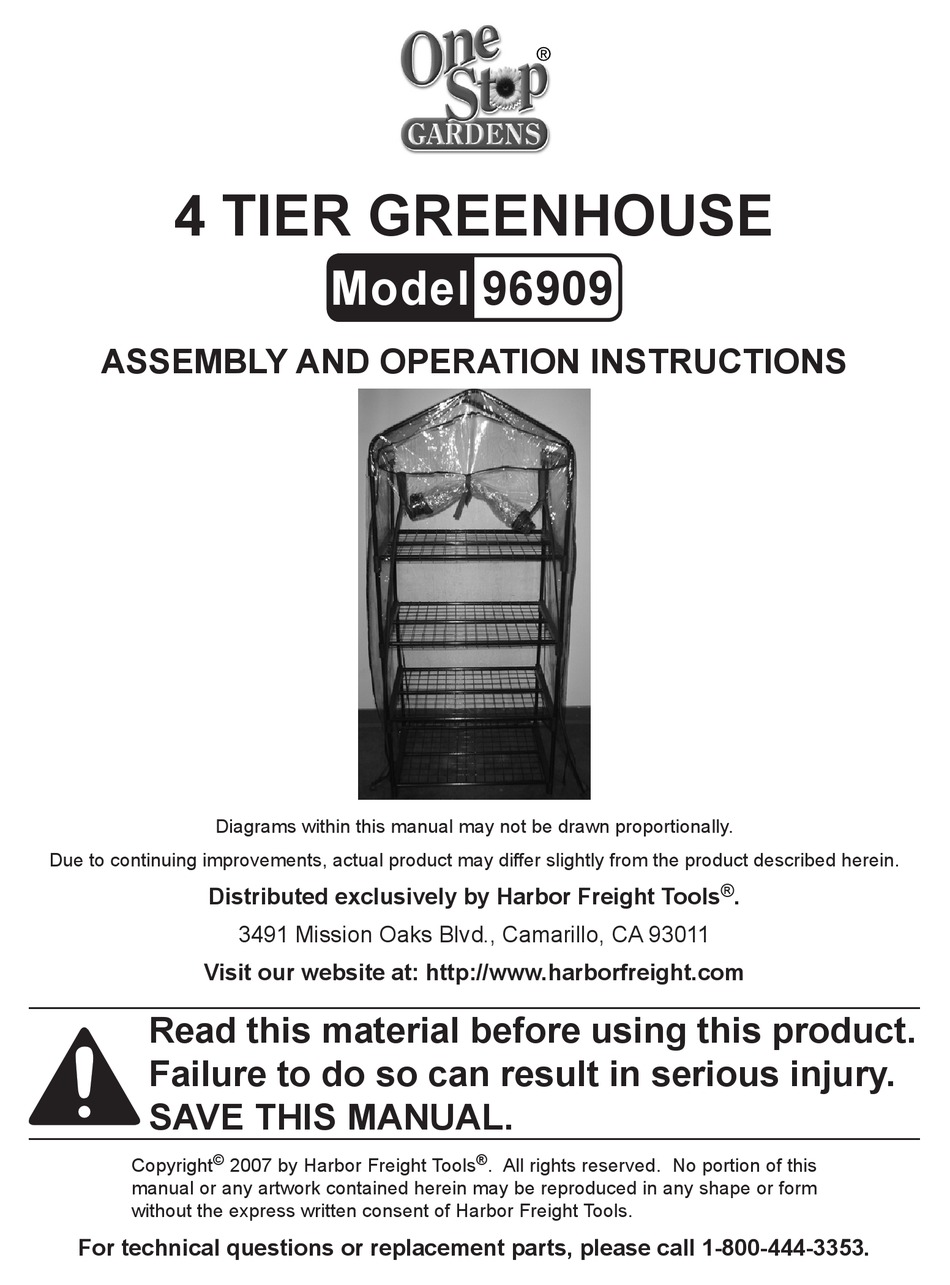 ONE STOP GARDENS 96909 ASSEMBLY AND OPERATION INSTRUCTIONS Pdf Download
