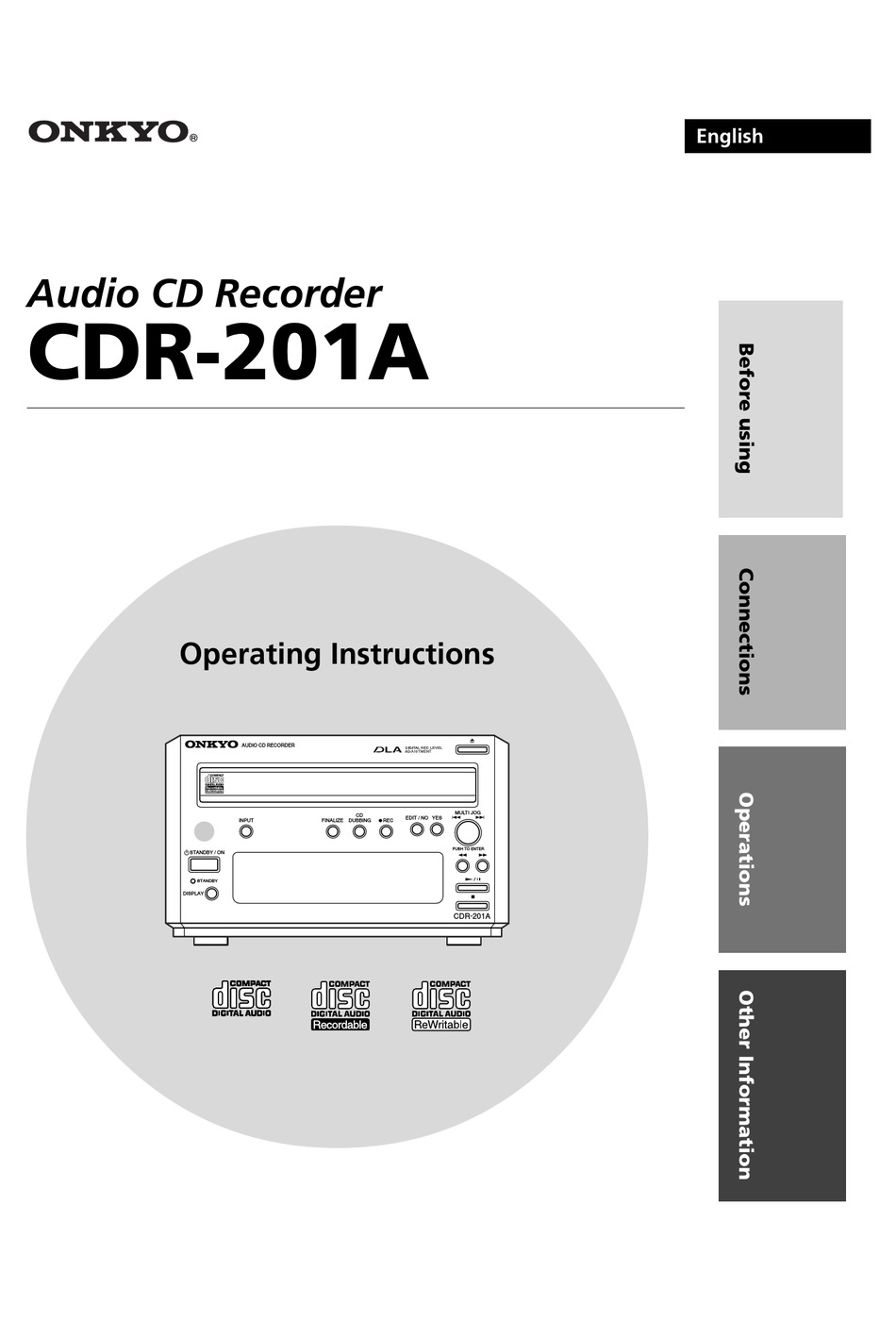 ONKYO CDR-201A OPERATING INSTRUCTIONS MANUAL Pdf Download | ManualsLib