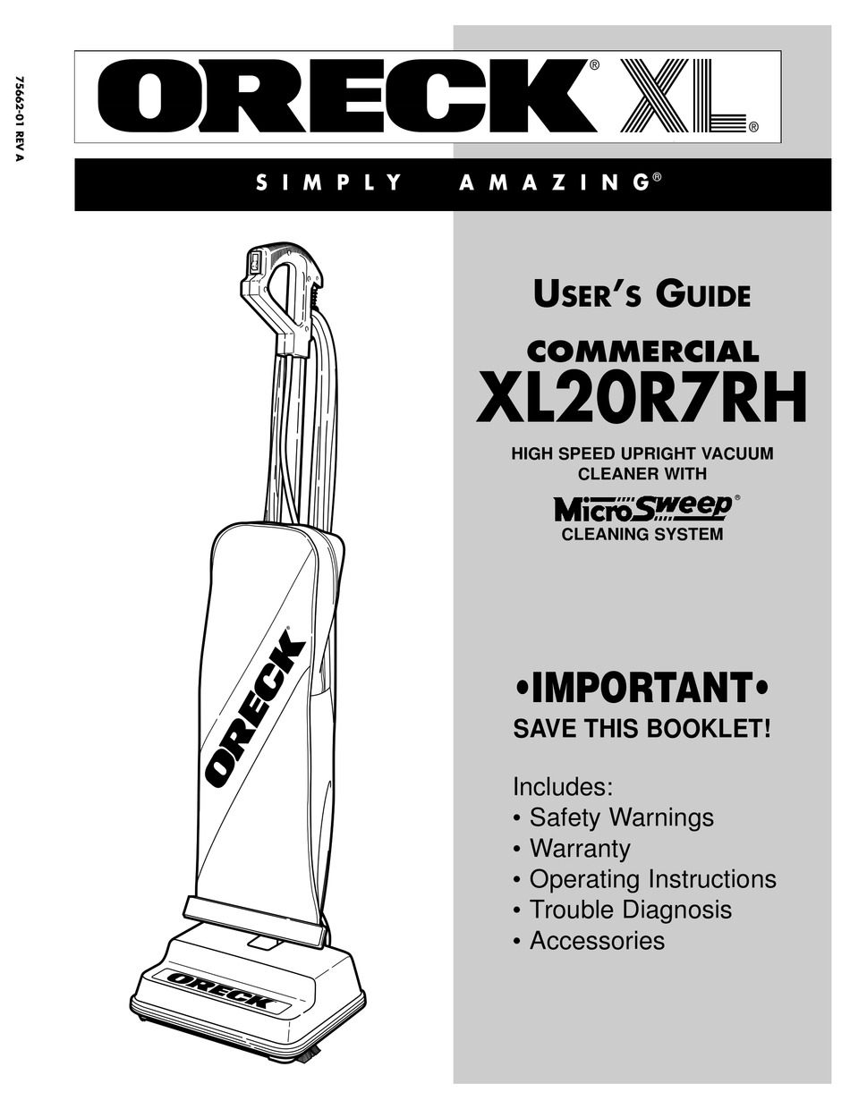ORECK XL20R7RH USER MANUAL Pdf Download ManualsLib