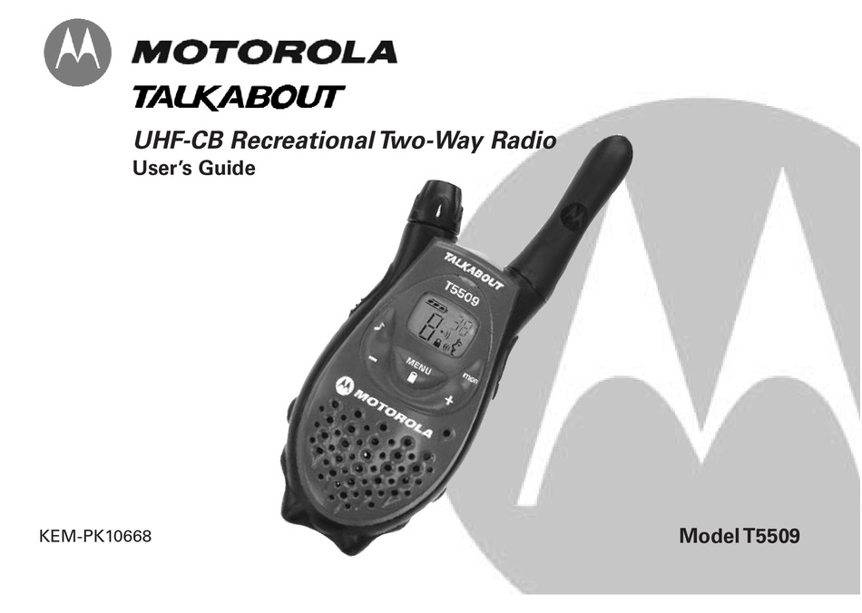 MOTOROLA TALKABOUT T5509 USER MANUAL Pdf Download | ManualsLib