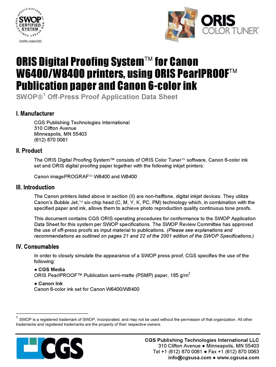 ORIS PEARLPROOF W6400 DATASHEET Pdf Download ManualsLib