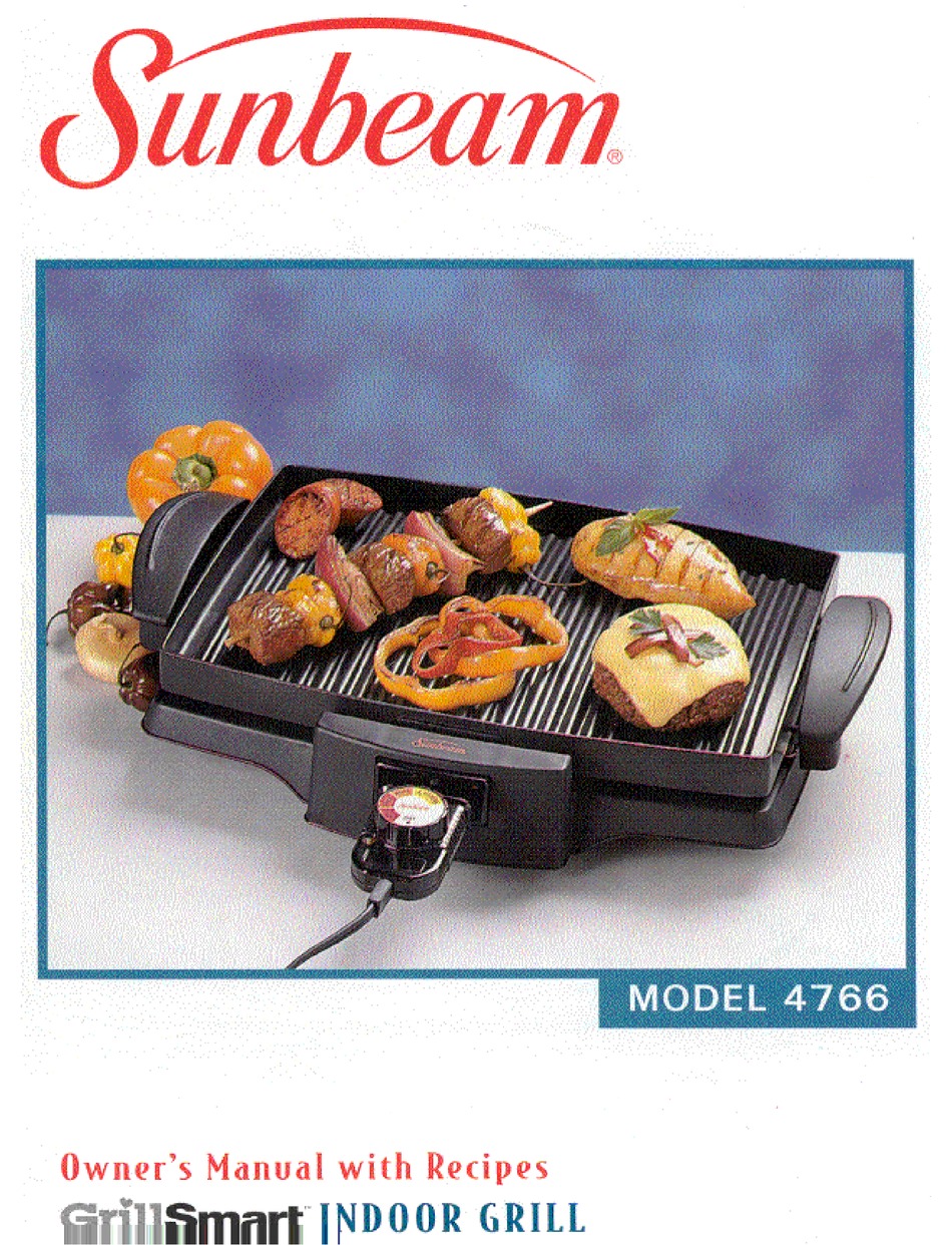 SUNBEAM GRILLSMART 4766 OWNER'S MANUAL WITH RECIPES Pdf Download