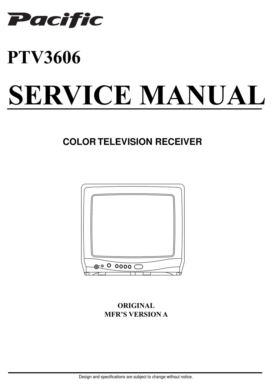 PACIFIC PTV3606 SERVICE MANUAL Pdf Download | ManualsLib