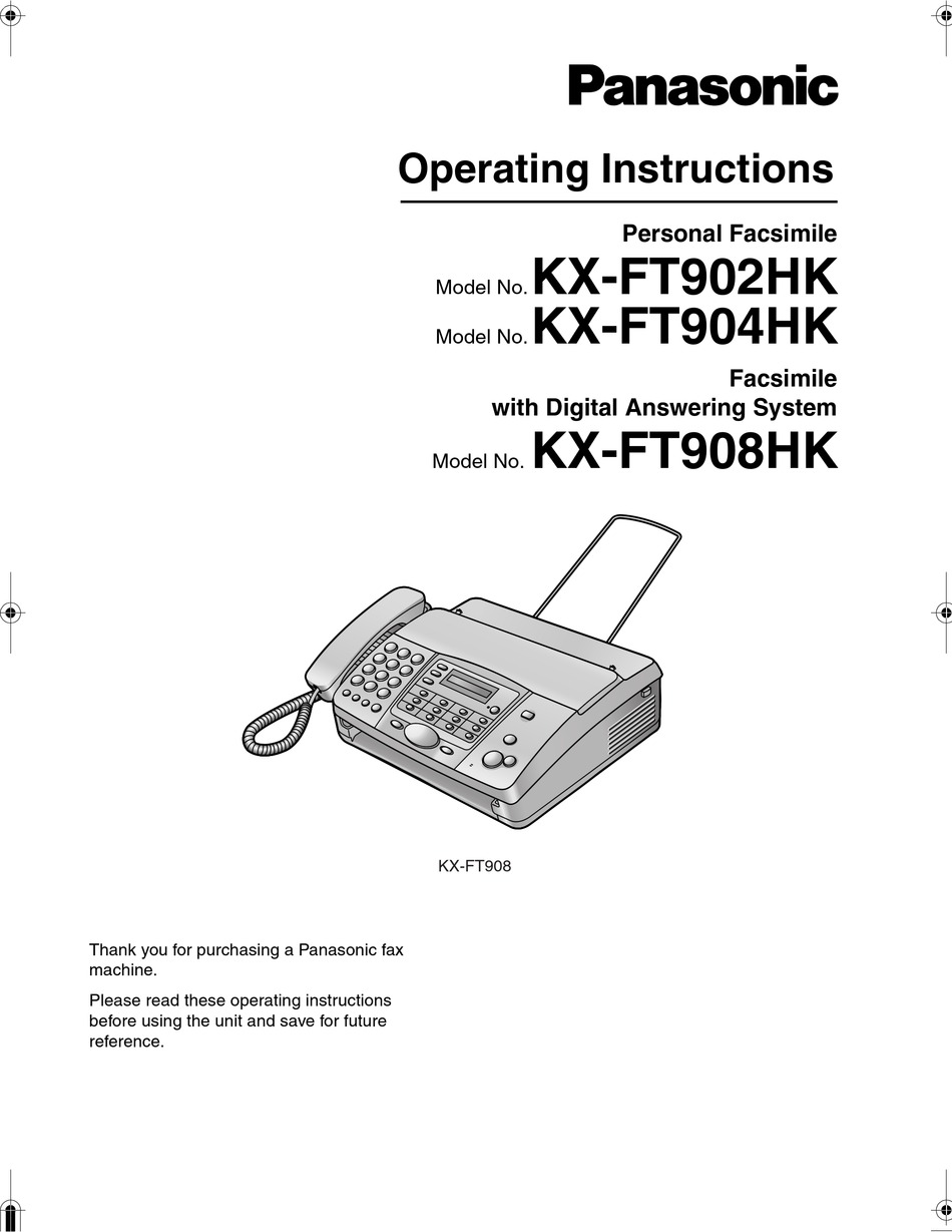 PANASONIC KX-FT902 OPERATING INSTRUCTIONS MANUAL Pdf Download 
