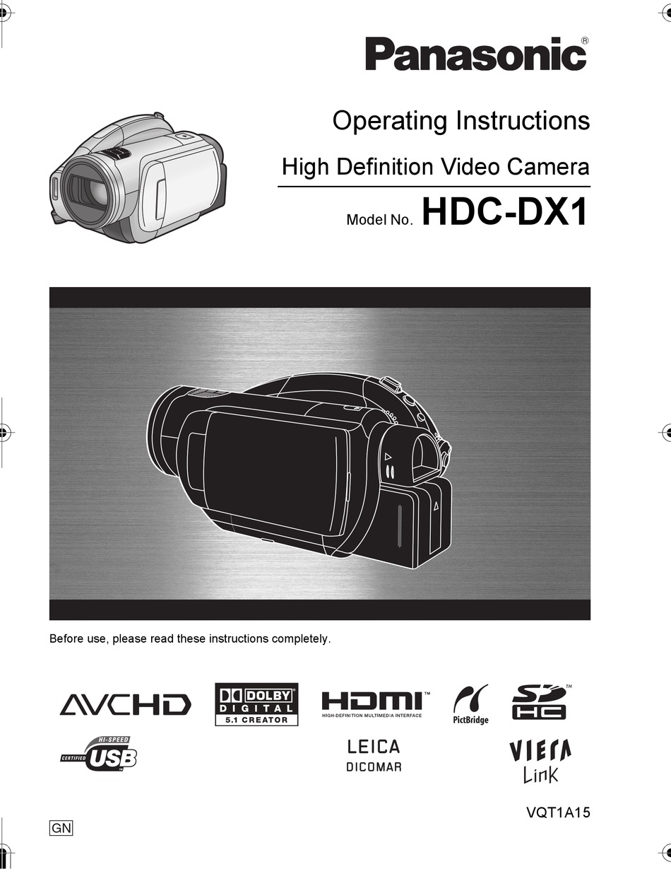 PANASONIC HDC-DX1 OPERATING INSTRUCTIONS MANUAL Pdf Download 