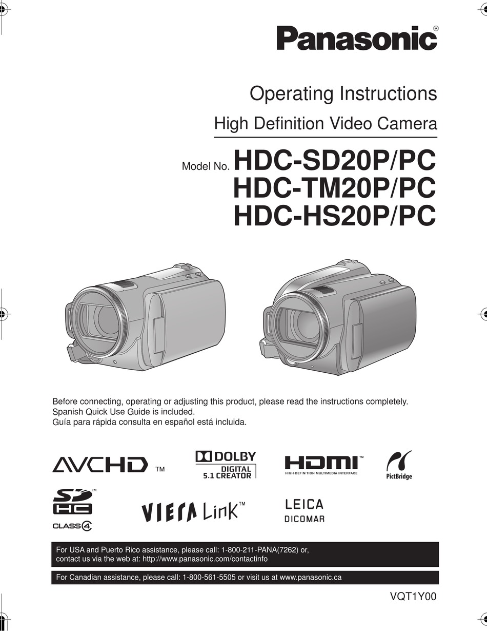 PANASONIC HDC-HS20P OPERATING INSTRUCTIONS MANUAL Pdf Download | ManualsLib