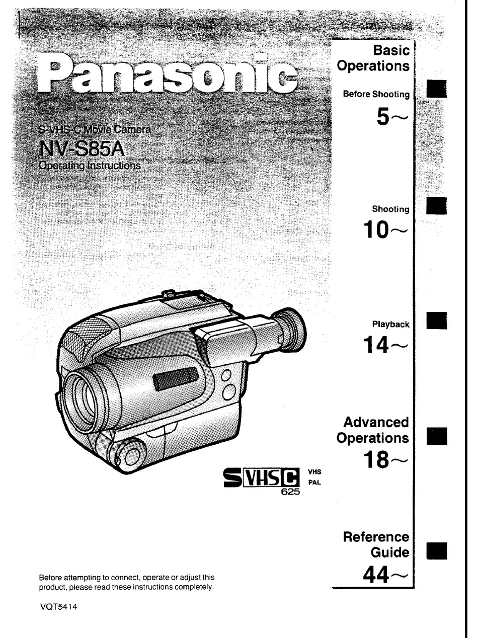 PANASONIC NV-S85A OPERATING INSTRUCTIONS MANUAL Pdf Download | ManualsLib