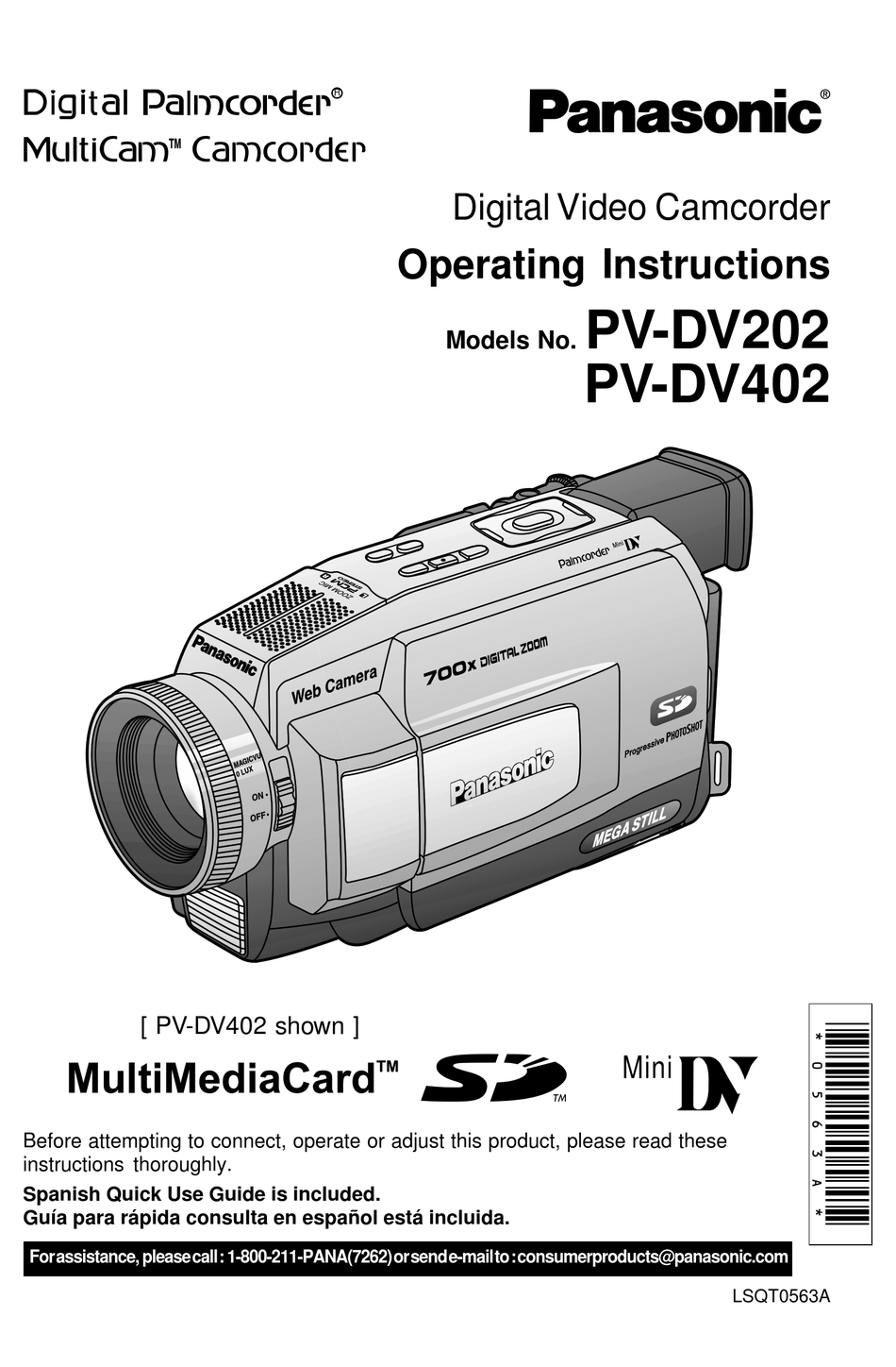 PANASONIC PV-DV202 OPERATING INSTRUCTIONS MANUAL Pdf Download | ManualsLib