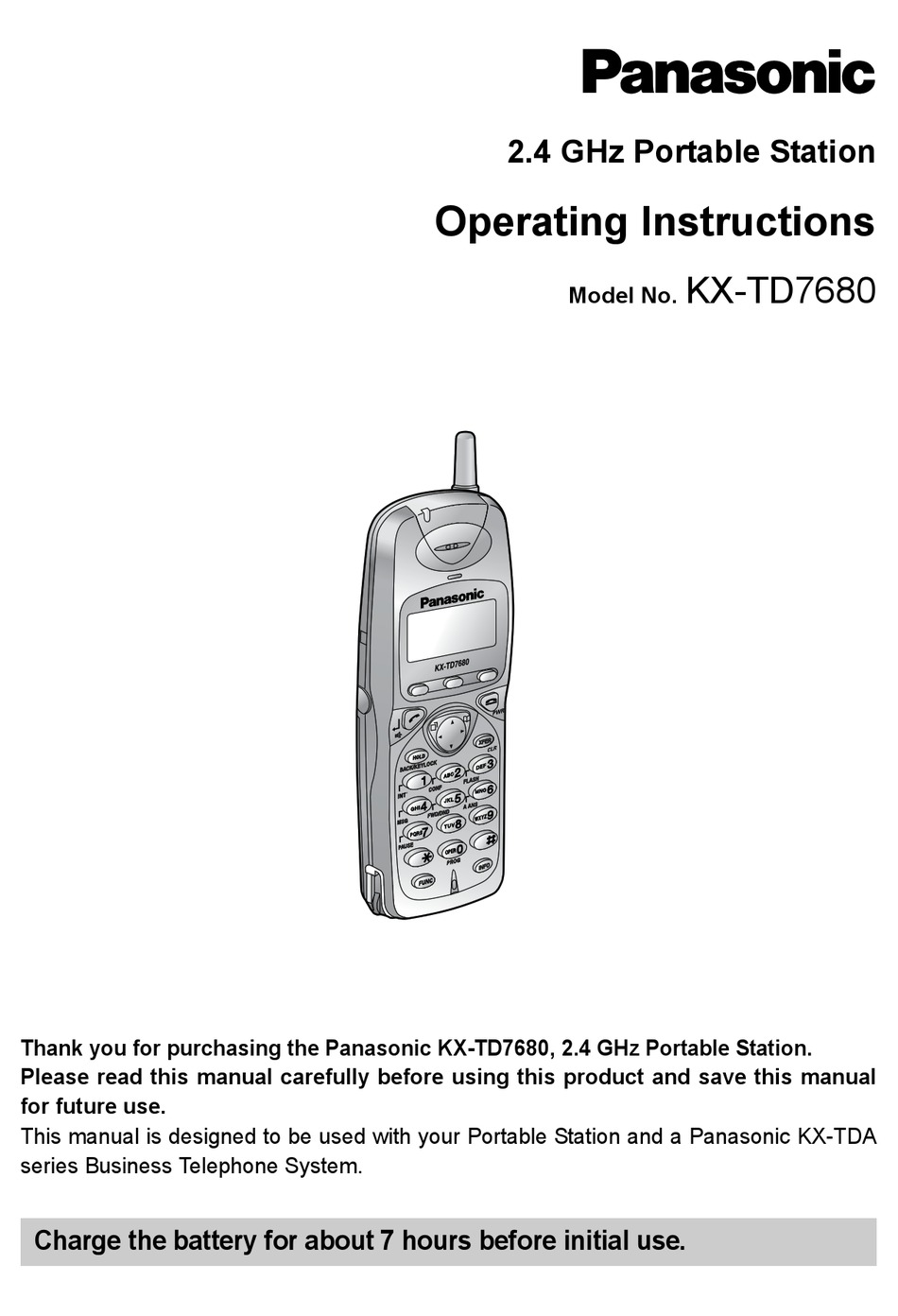 PANASONIC KX-TD7680 OPERATING INSTRUCTIONS MANUAL Pdf Download