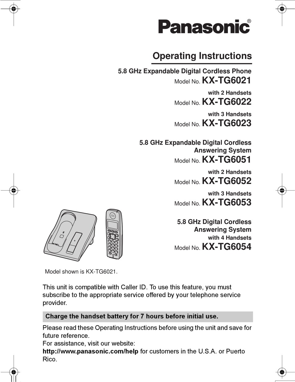 PANASONIC KX-TG6021 OPERATING INSTRUCTIONS MANUAL Pdf Download | ManualsLib