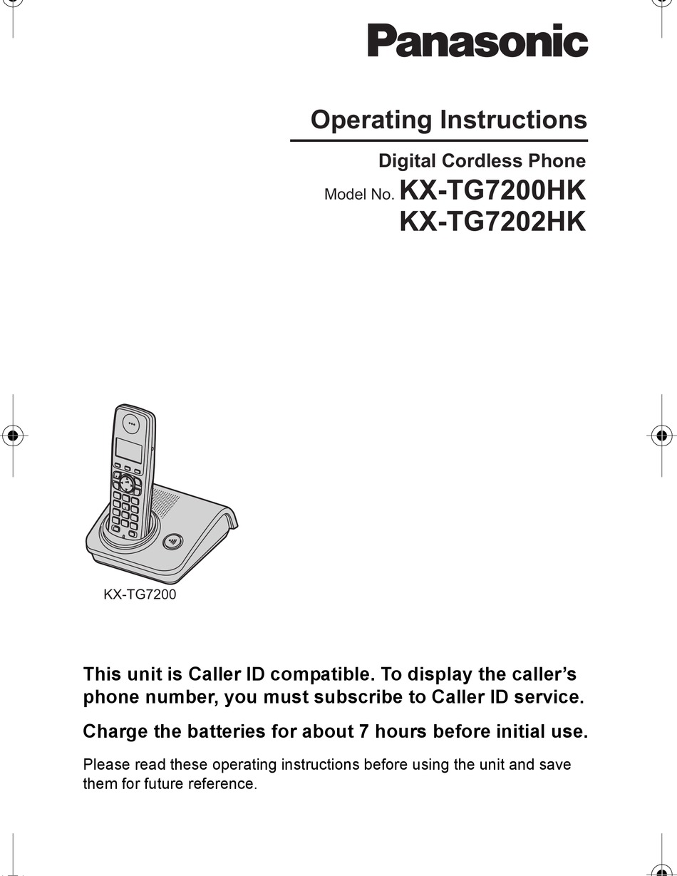 Panasonic Kx Tg7200hk Operating Instructions Manual Pdf Download Manualslib