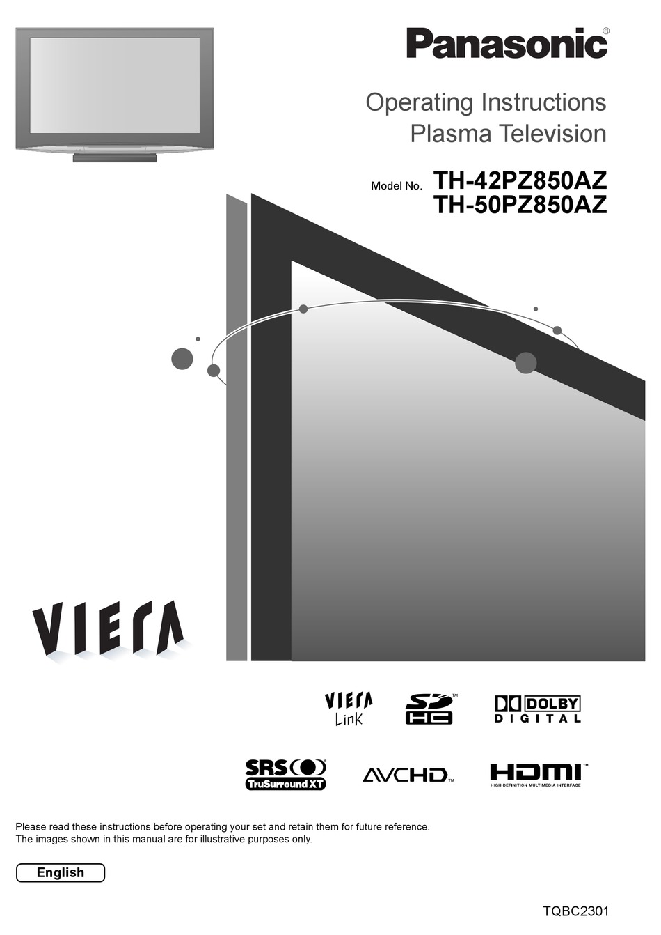 PANASONIC VIERA TH42PZ850AZ OPERATING INSTRUCTIONS MANUAL Pdf Download