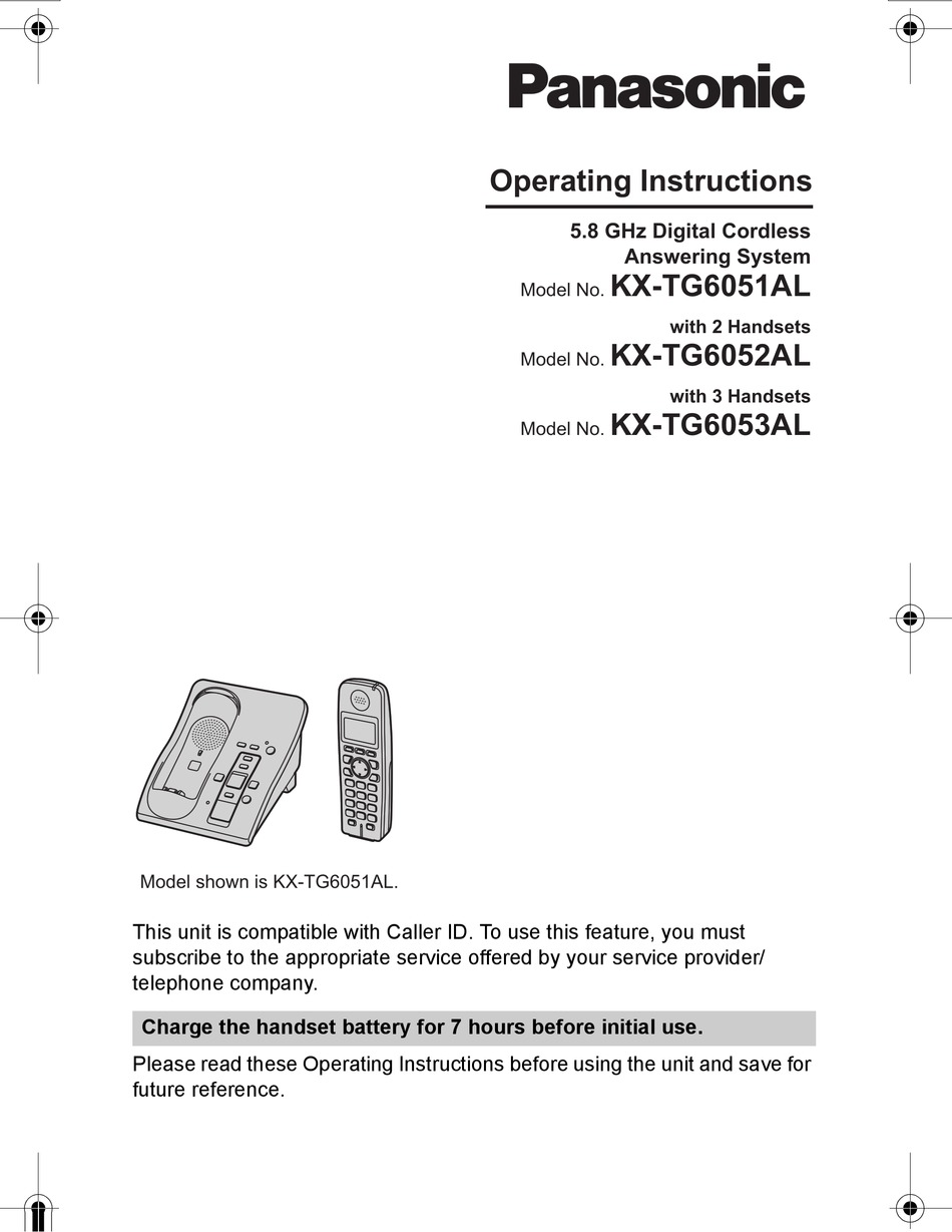 PANASONIC KX-TG6051AL OPERATING INSTRUCTIONS MANUAL Pdf Download ...