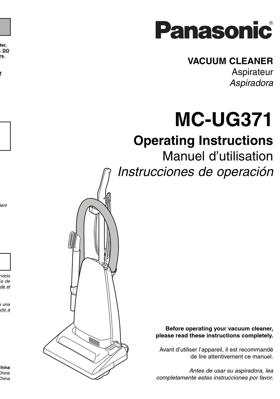 PANASONIC MCUG371 OPERATING INSTRUCTIONS MANUAL Pdf Download ManualsLib