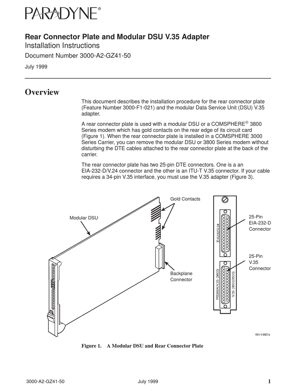 PARADYNE 3511 DSU INSTALLATION INSTRUCTIONS Pdf Download ManualsLib