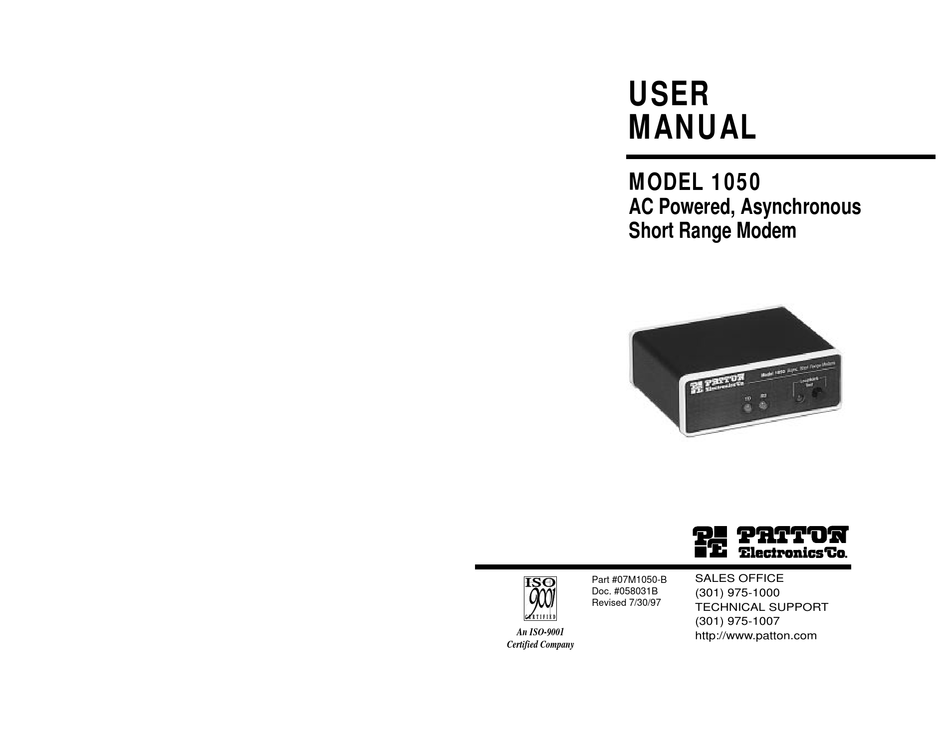 PATTON ELECTRONICS 1050PATTON USER MANUAL Pdf Download ManualsLib