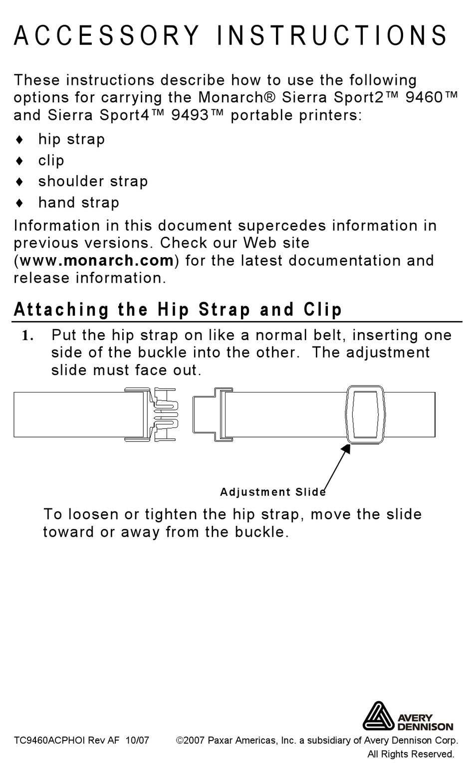 AVERY DENNISON MONARCH SIERRA SPORT4 9493 INSTRUCTIONS Pdf Download ManualsLib