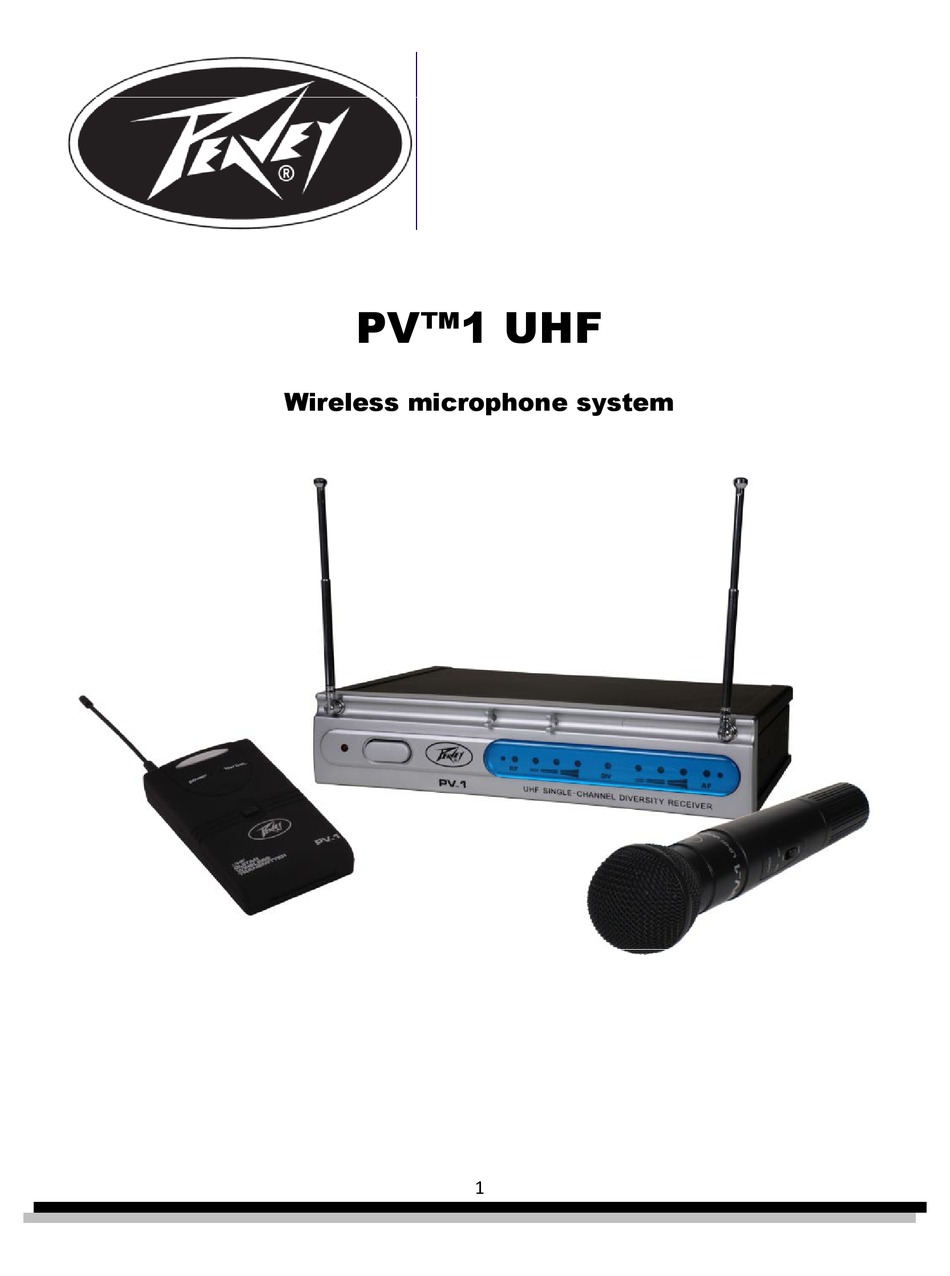 PEAVEY PV 1 UHF USER MANUAL Pdf Download ManualsLib