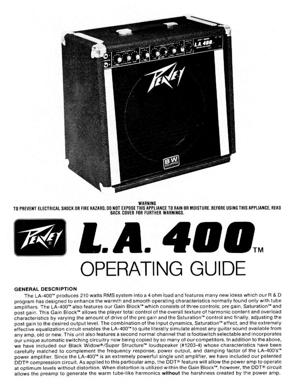 PEAVEY L.A. 400 OPERATING MANUAL Pdf Download | ManualsLib