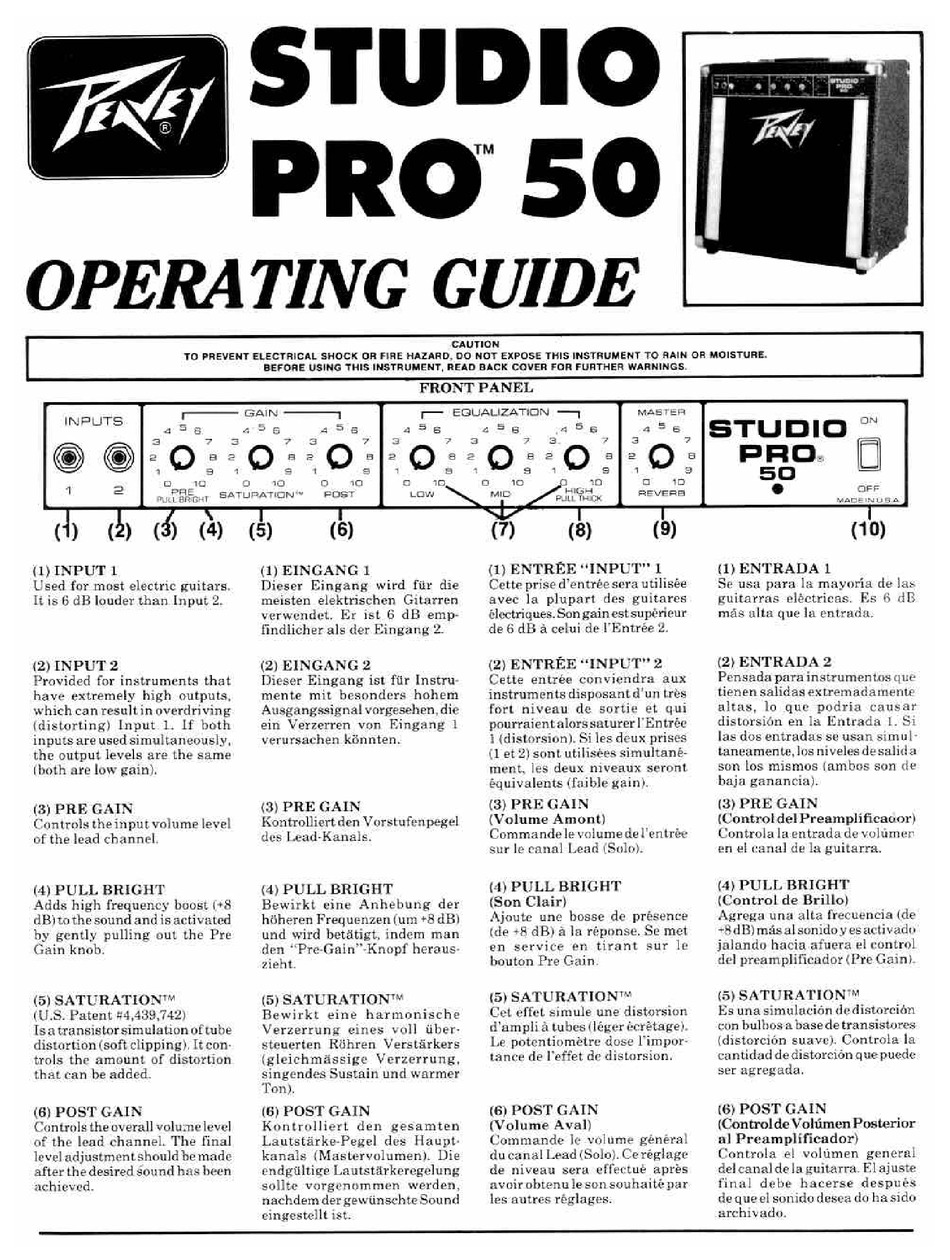 PEAVEY STUDIO PRO 50 OPERATING MANUAL Pdf Download | ManualsLib