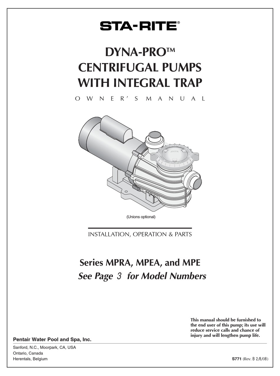 STA-RITE MPE OWNER'S MANUAL Pdf Download | ManualsLib