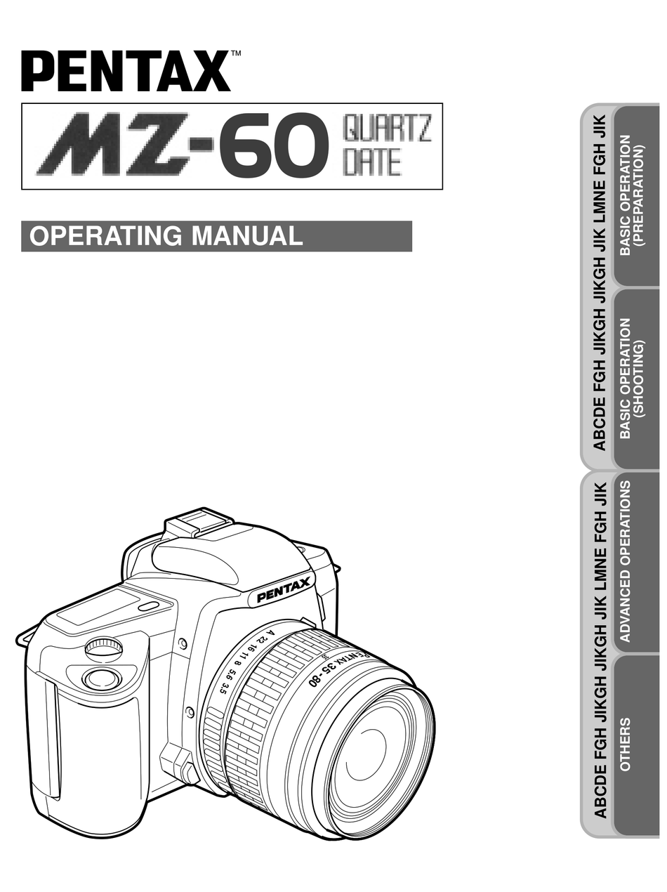 Pentax Mz 60 Operating Manual Pdf Download Manualslib