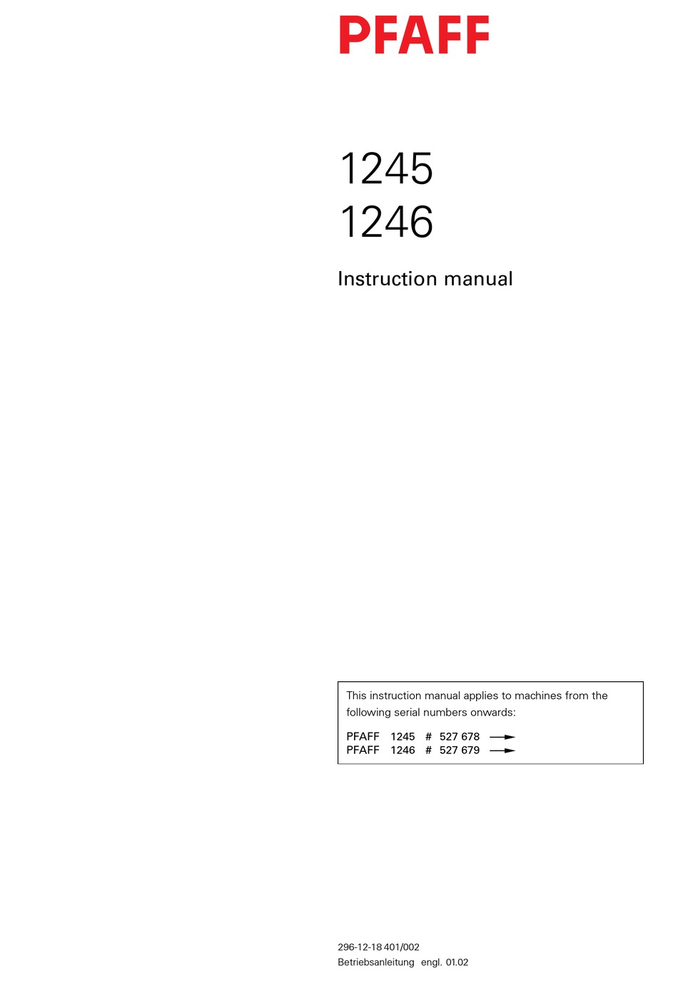 PFAFF 1245 INSTRUCTION MANUAL Pdf Download | ManualsLib