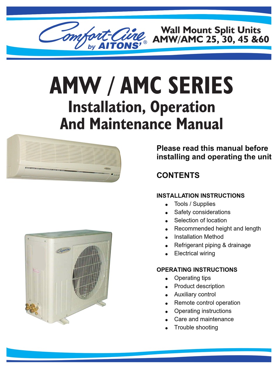 Fort Aire Fort Cire Amc 25 Installation And Maintenance Manual Pdf Download Manualslib