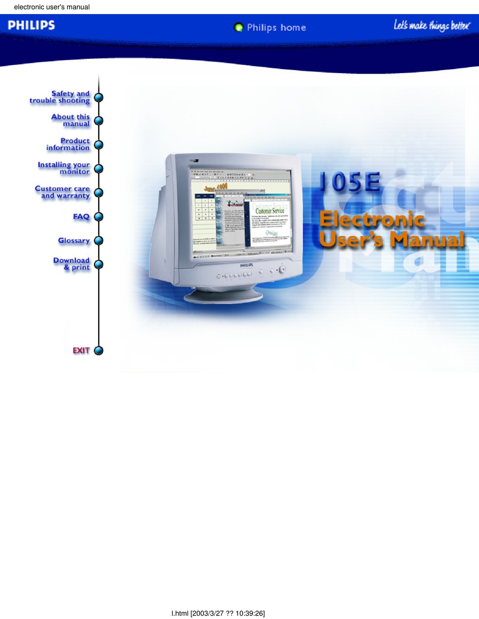 PHILIPS 105E USER MANUAL Pdf Download | ManualsLib
