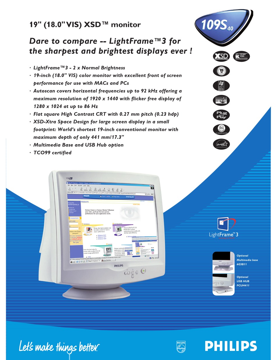 PHILIPS 109S40 TECHNICAL SPECIFICATIONS Pdf Download | ManualsLib