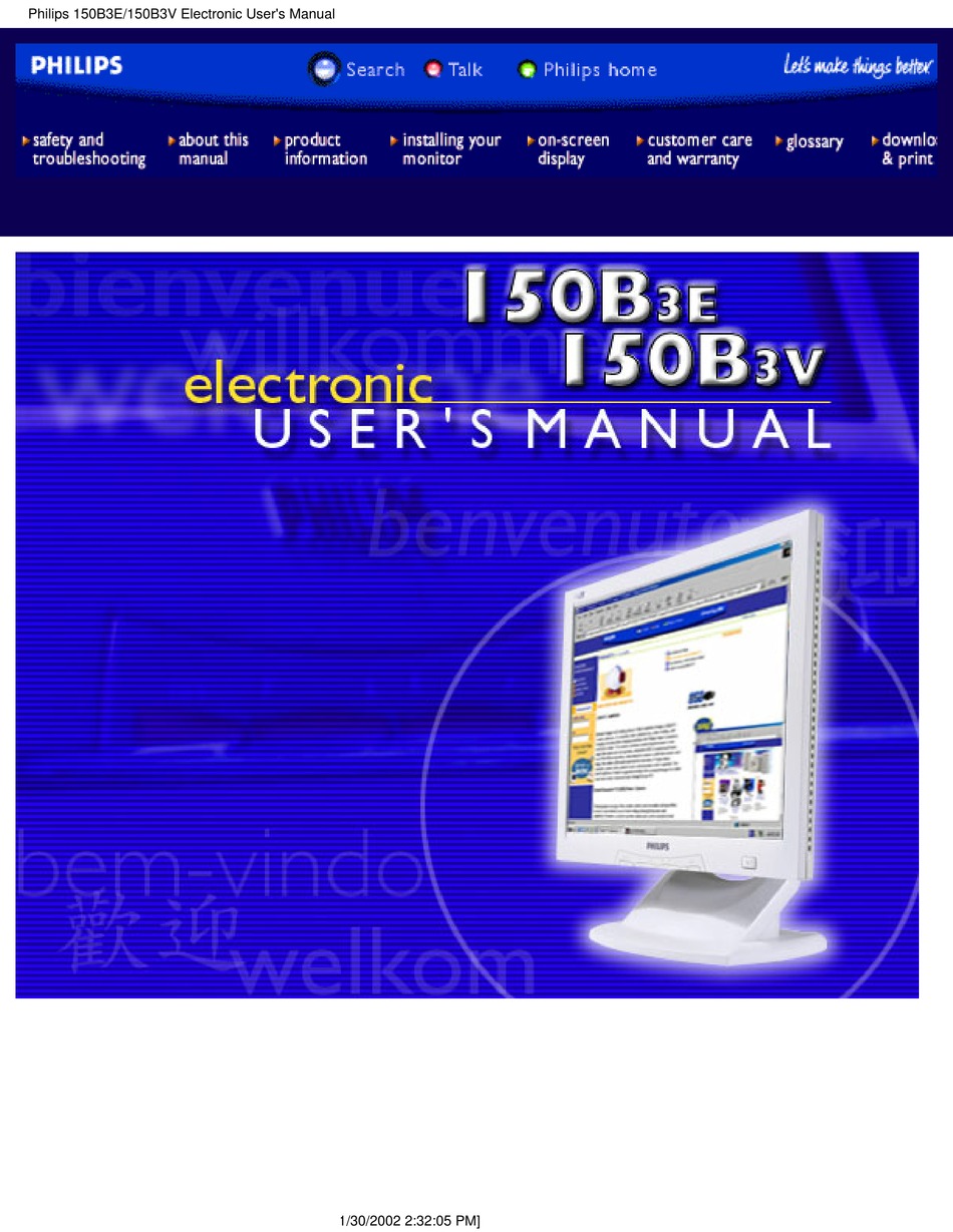 PHILIPS 150B3V ELECTRONIC USER'S MANUAL Pdf Download | ManualsLib