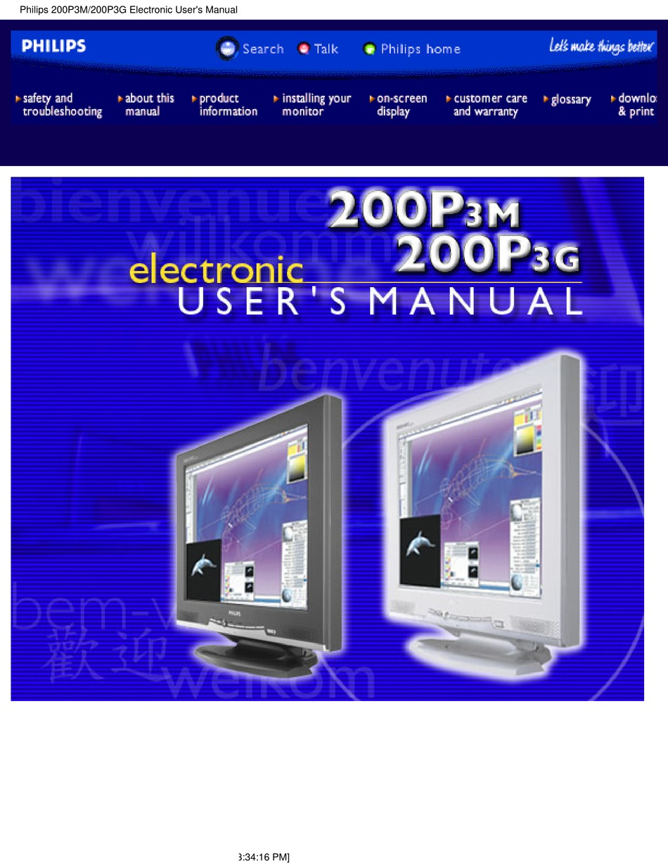 PHILIPS BRILLIANCE 200P3M USER MANUAL 